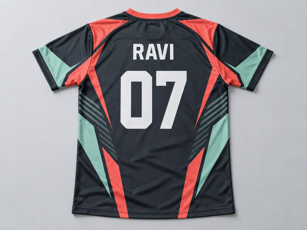 Example custom team jersey with player name and number